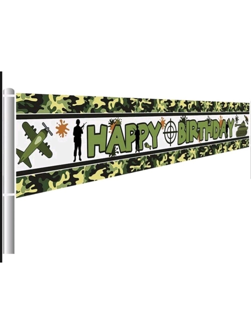 Camouflage Happy Birthday Banner Camouflage Birthday Party Backdrop 9.8-1.5 Ft